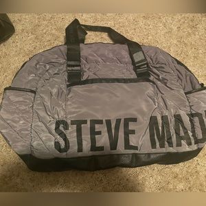 steve madden leather-bottom duffle